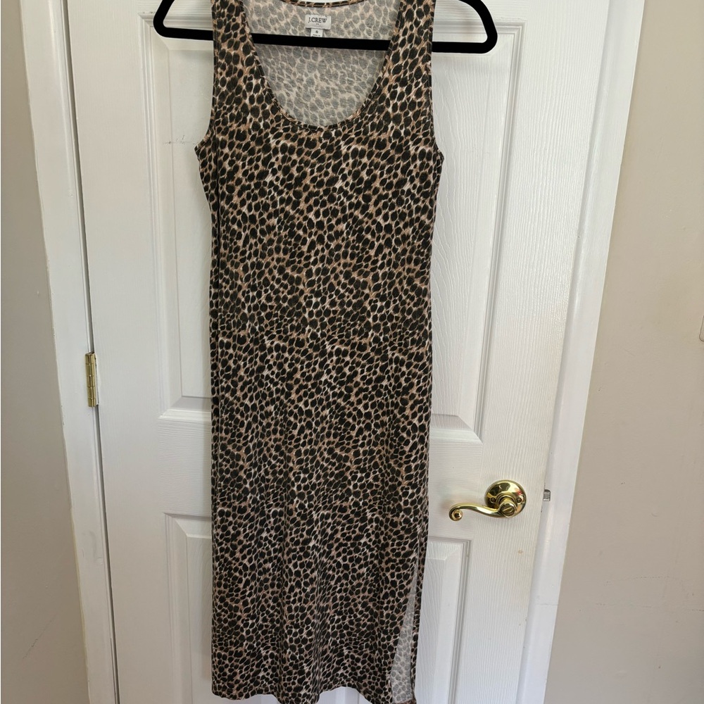 J. Crew leopard midi tank dress LIKE NEW!